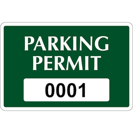 Lustre-Cal Static Cling Parking Permit Green 3in x 2in  Serialized 001-050, 50PK 253442SCL1G0001